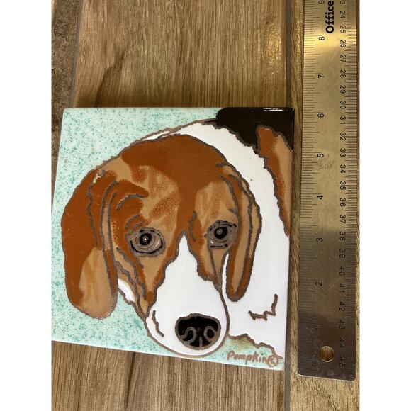 Beagle Dog - Hand Painted tile by Pumpkin Tile - 6 x 6" - Picture 1 of 6